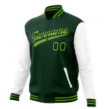 Custom Green & Neon-Green Solid Color Varsity Jacket JA01240607JZ232