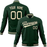 Custom Green & Cream Solid Color Varsity Jacket