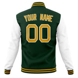 Custom Green & White Solid Color Varsity Jacket JA01240607JZ234