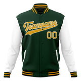 Custom Green & White Solid Color Varsity Jacket JA01240607JZ234