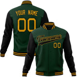 Custom Green & Gold Solid Color Varsity Jacket JA01240607JZ237