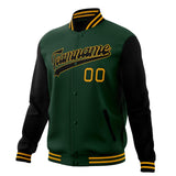 Custom Green & Gold Solid Color Varsity Jacket JA01240607JZ237