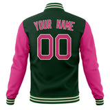 Custom Green & Pink Solid Color Varsity Jacket JA01240607JZ240