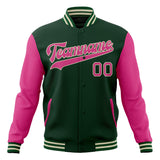 Custom Green & Pink Solid Color Varsity Jacket JA01240607JZ240