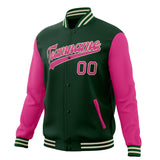 Custom Green & Pink Solid Color Varsity Jacket JA01240607JZ240