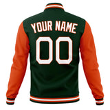 Custom Green & Orange Solid Color Varsity Jacket JA01240607JZ241