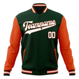 Custom Green & Orange Solid Color Varsity Jacket JA01240607JZ241