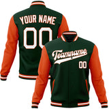 Custom Green & Orange Solid Color Varsity Jacket