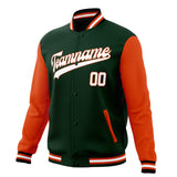 Custom Green & Orange Solid Color Varsity Jacket JA01240607JZ241