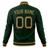 Custom Green & Brown Solid Color Varsity Jacket JA01240607JZ243