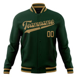 Custom Green & Brown Solid Color Varsity Jacket JA01240607JZ243