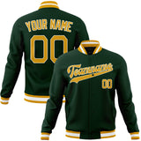 Custom Green & Gold Solid Color Varsity Jacket