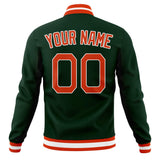 Custom Green & Orange Solid Color Varsity Jacket JA01240607JZ246