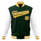 Custom Green & Gold Solid Color Varsity Jacket JA01240607JZ247