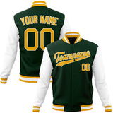 Custom Green & Gold Solid Color Varsity Jacket