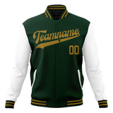 Custom Green & Brown Solid Color Varsity Jacket JA01240607JZ248