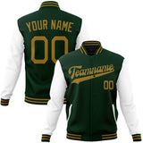 Custom Green & Brown Solid Color Varsity Jacket