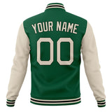 Custom Kelly-Green & Cream Solid Color Varsity Jacket JA01240607JZ251