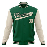 Custom Kelly-Green & Cream Solid Color Varsity Jacket JA01240607JZ251