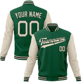 Custom Kelly-Green & Cream Solid Color Varsity Jacket