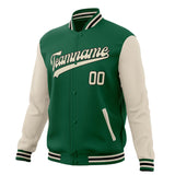 Custom Kelly-Green & Cream Solid Color Varsity Jacket JA01240607JZ251