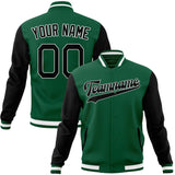 Custom Kelly-Green & Black Solid Color Varsity Jacket