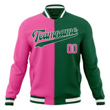 Custom Kelly-Green & Pink Split Varsity Jacket JA01240607JZ253