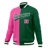 Custom Kelly-Green & Pink Split Varsity Jacket JA01240607JZ253