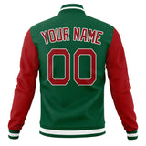 Custom Kelly-Green & Red Solid Color Varsity Jacket JA01240607JZ254