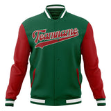 Custom Kelly-Green & Red Solid Color Varsity Jacket JA01240607JZ254