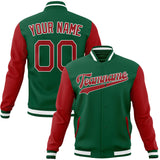 Custom Kelly-Green & Red Solid Color Varsity Jacket JA01240607JZ254