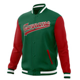 Custom Kelly-Green & Red Solid Color Varsity Jacket JA01240607JZ254