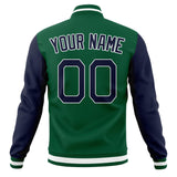 Custom Kelly-Green & Navy Solid Color Varsity Jacket JA01240607JZ257