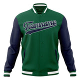 Custom Kelly-Green & Navy Solid Color Varsity Jacket JA01240607JZ257