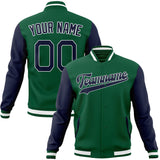 Custom Kelly-Green & Navy Solid Color Varsity Jacket