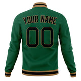 Custom Kelly-Green & Black Solid Color Varsity Jacket JA01240607JZ258