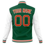 Custom Kelly-Green & White Solid Color Varsity Jacket JA01240607JZ259