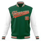 Custom Kelly-Green & White Solid Color Varsity Jacket JA01240607JZ259