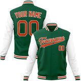 Custom Kelly-Green & White Solid Color Varsity Jacket JA01240607JZ259