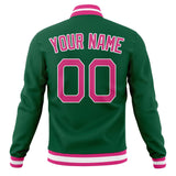 Custom Kelly-Green & Pink Solid Color Varsity Jacket JA01240607JZ260