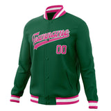 Custom Kelly-Green & Pink Solid Color Varsity Jacket JA01240607JZ260