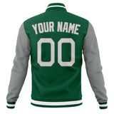 Custom Kelly-Green & Gray Solid Color Varsity Jacket JA01240607JZ261