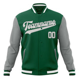 Custom Kelly-Green & Gray Solid Color Varsity Jacket JA01240607JZ261