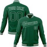 Custom Kelly-Green & White Solid Color Varsity Jacket