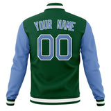 Custom Kelly-Green & Light-Blue Solid Color Varsity Jacket JA01240607JZ264