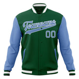 Custom Kelly-Green & Light-Blue Solid Color Varsity Jacket JA01240607JZ264