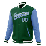 Custom Kelly-Green & Light-Blue Solid Color Varsity Jacket JA01240607JZ264