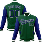 Custom Kelly-Green & Royal Solid Color Varsity Jacket