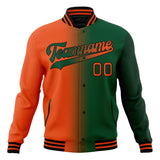 Custom Kelly-Green & Orange Gradient Varsity Jacket JA01240607JZ267