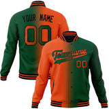 Custom Kelly-Green & Orange Gradient Varsity Jacket